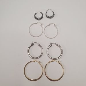 4 pair of small hoops
